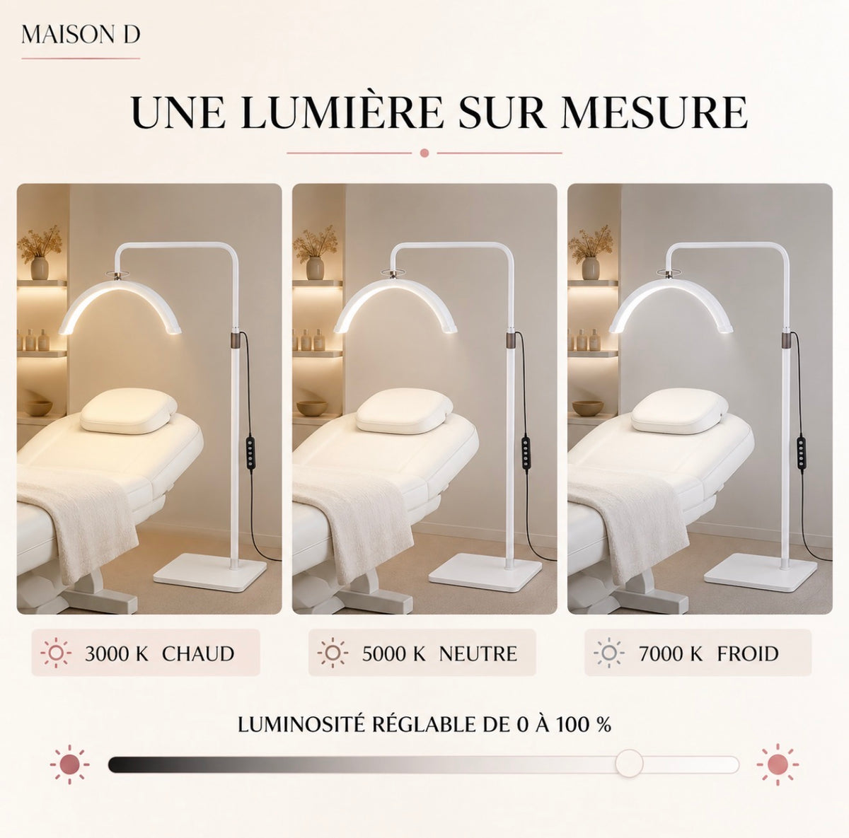 Lampe LED demi-lune éclairage pour salon de beauté extension de cils