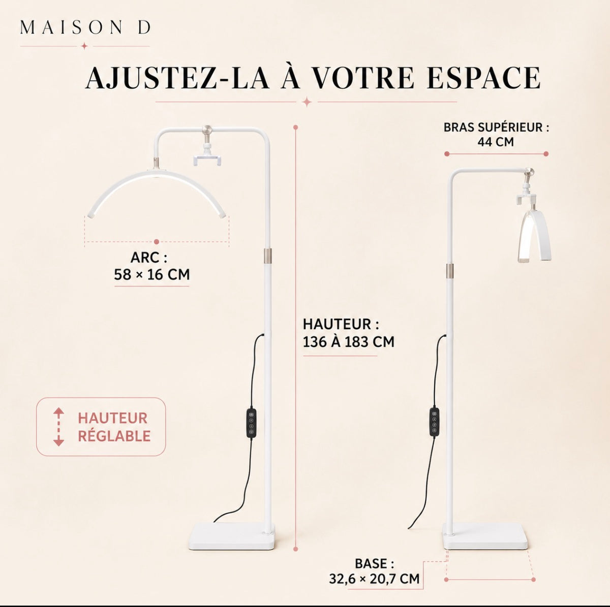 Lampe LED demi-lune éclairage pour salon de beauté extension de cils
