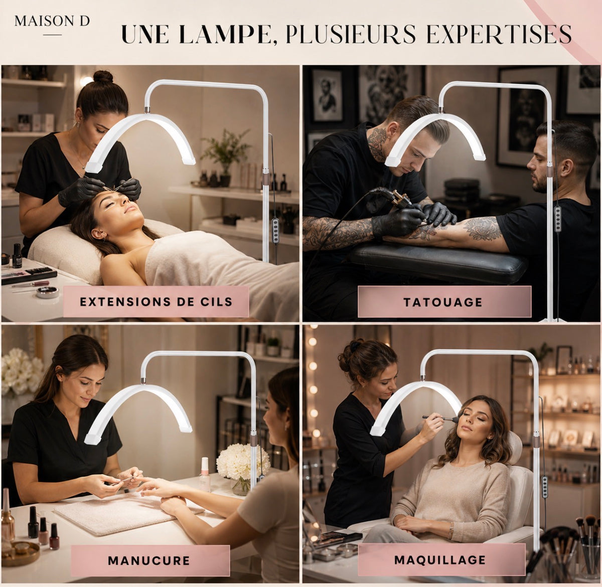 Lampe LED demi-lune éclairage pour salon de beauté extension de cils