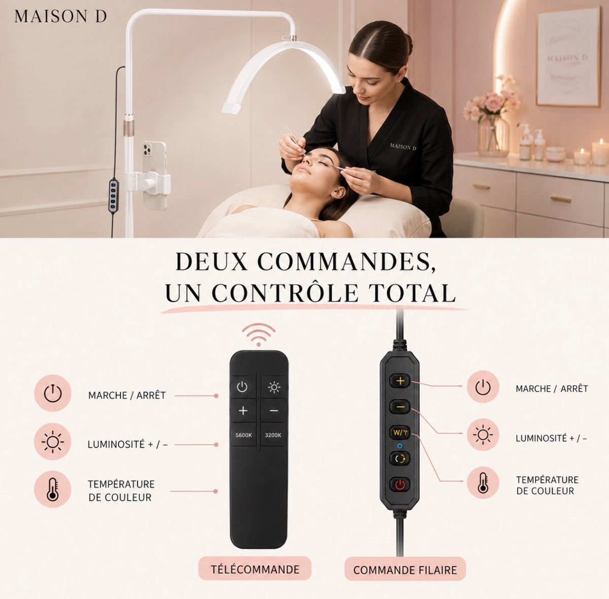 Lampe LED demi-lune éclairage pour salon de beauté extension de cils