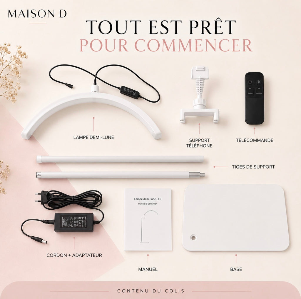 Lampe LED demi-lune éclairage pour salon de beauté extension de cils