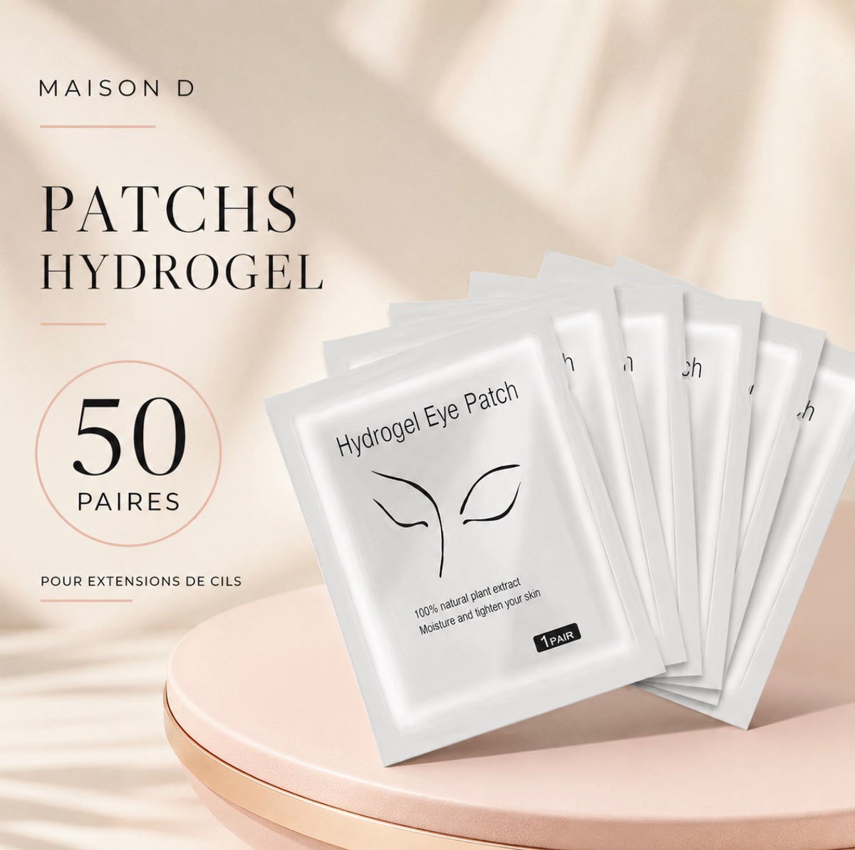 Hydrogel Eye Patch – 50 paires pour extensions de cils