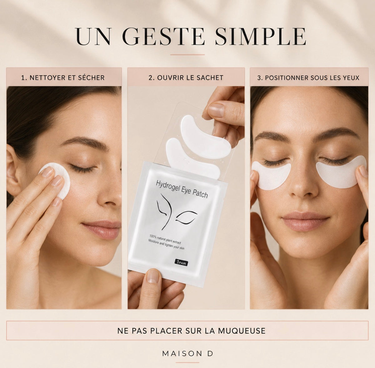 Hydrogel Eye Patch – 50 paires pour extensions de cils