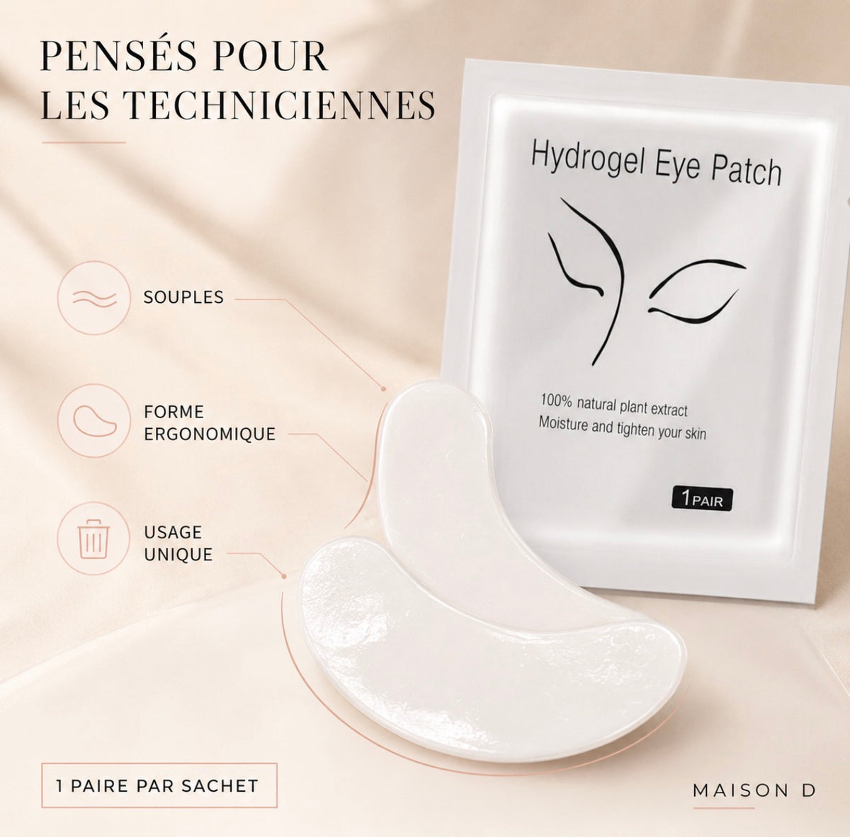 Hydrogel Eye Patch – 50 paires pour extensions de cils