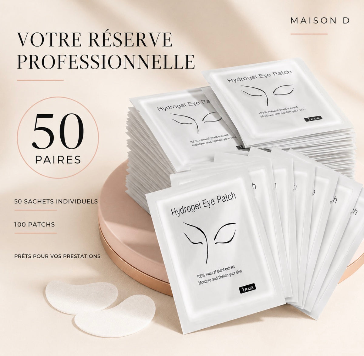 Hydrogel Eye Patch – 50 paires pour extensions de cils