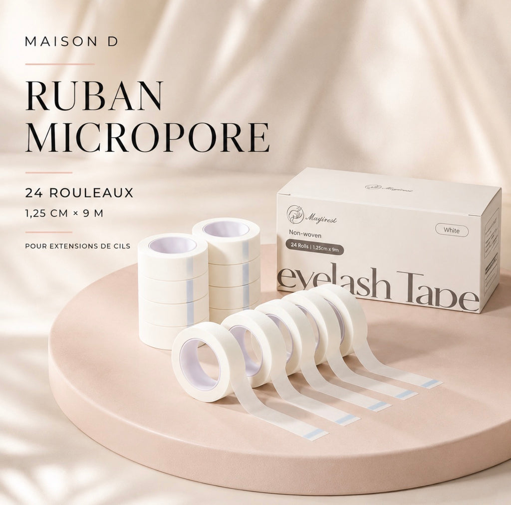 Ruban micropore pour extensions de cils – Coffret de 24 rouleaux