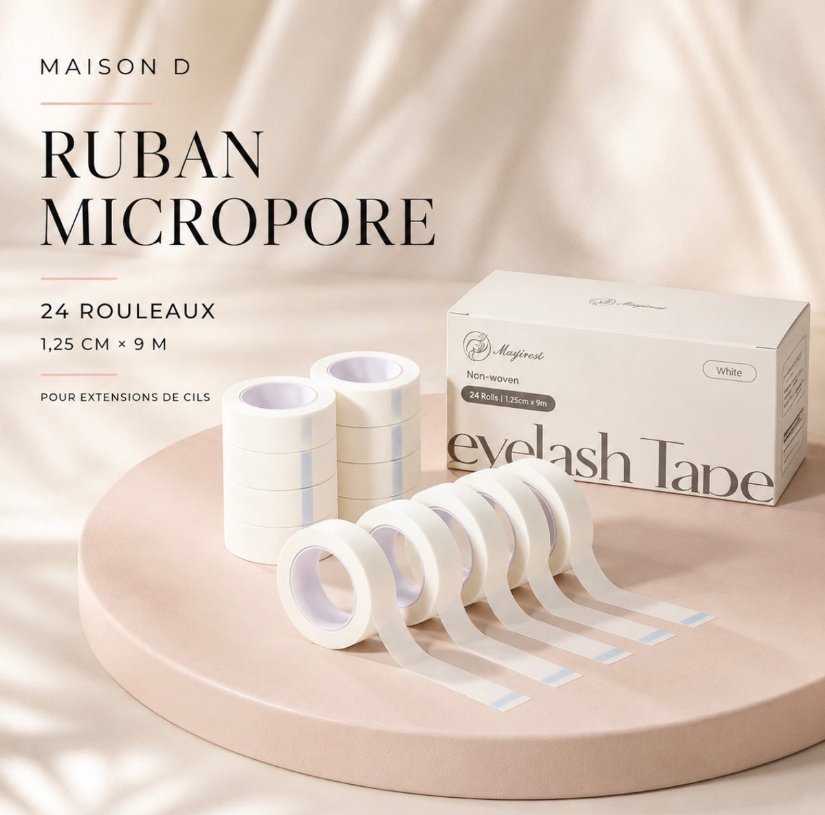 Ruban micropore pour extensions de cils – Coffret de 24 rouleaux