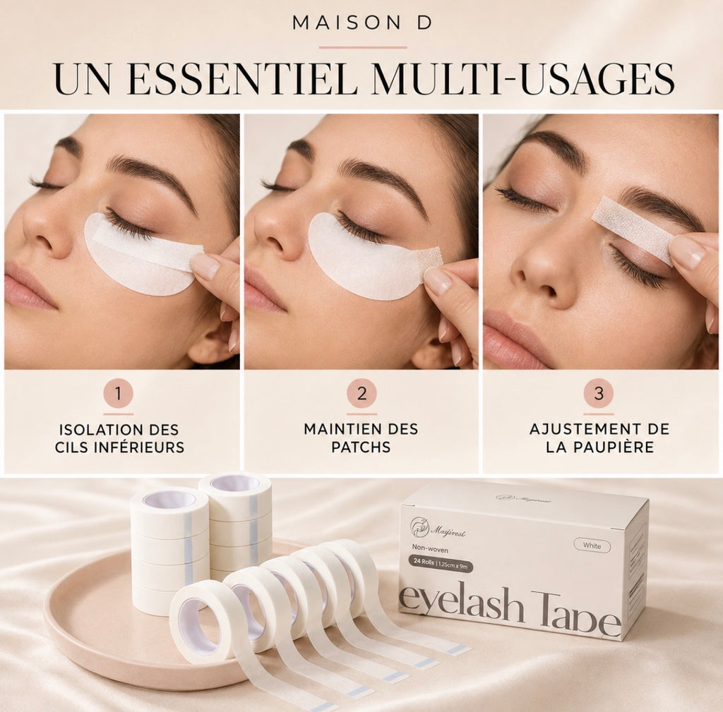 Ruban micropore pour extensions de cils – Coffret de 24 rouleaux