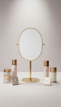 Miroir beauté sur pied liseré or